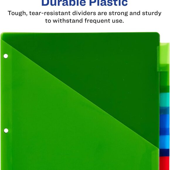 NEW Avery Dividers for 3 Ring Binders 8-Tab Sets Two-Pocket Plastic Binder 11907 - Picture 5 of 11